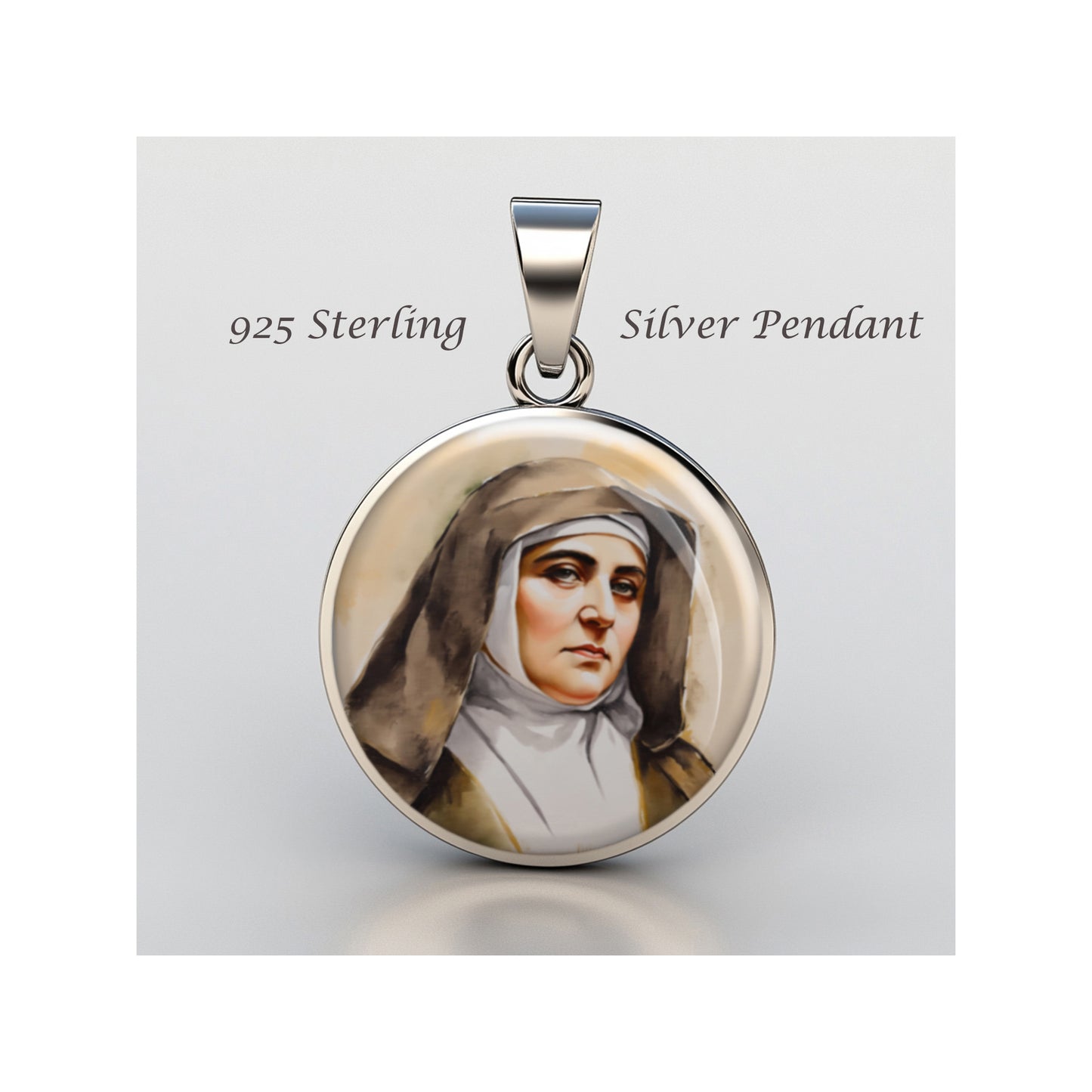 Saint Edith Stein Hand Painted Catholic sterling silver 925 Christian Medal image 0