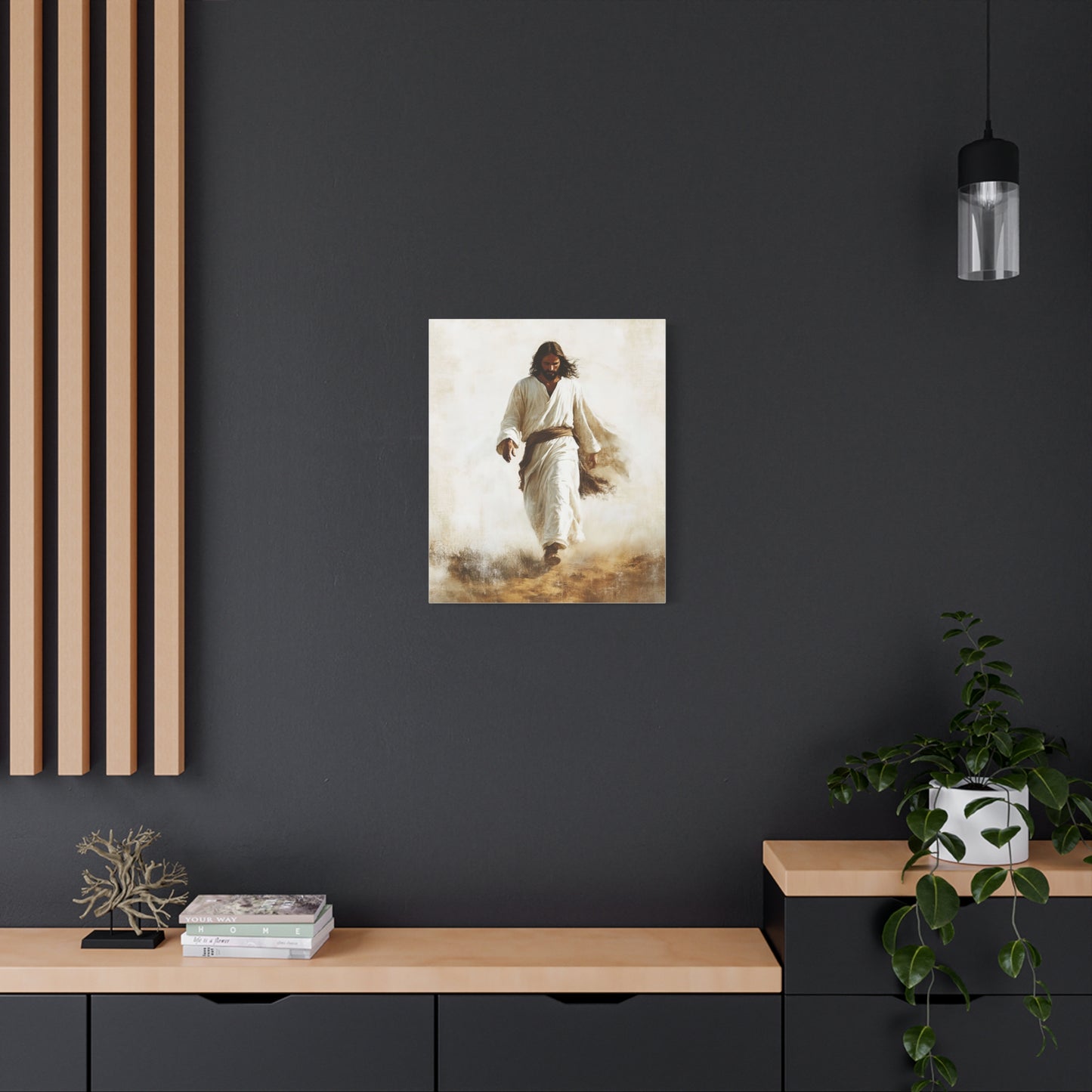 Jesus Christ Walking Through The Desert Catholic Canvas Wall Art, Christian Decor