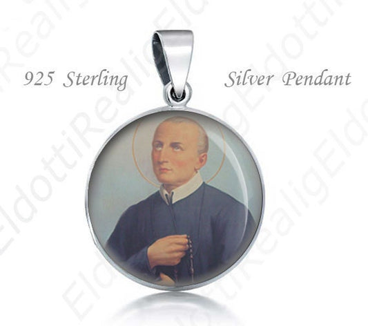 St Clement Maria Hofbauer Sterling Silver Pendant. Religious Christian 925 Silver Medal Round 20mm Patron Saint