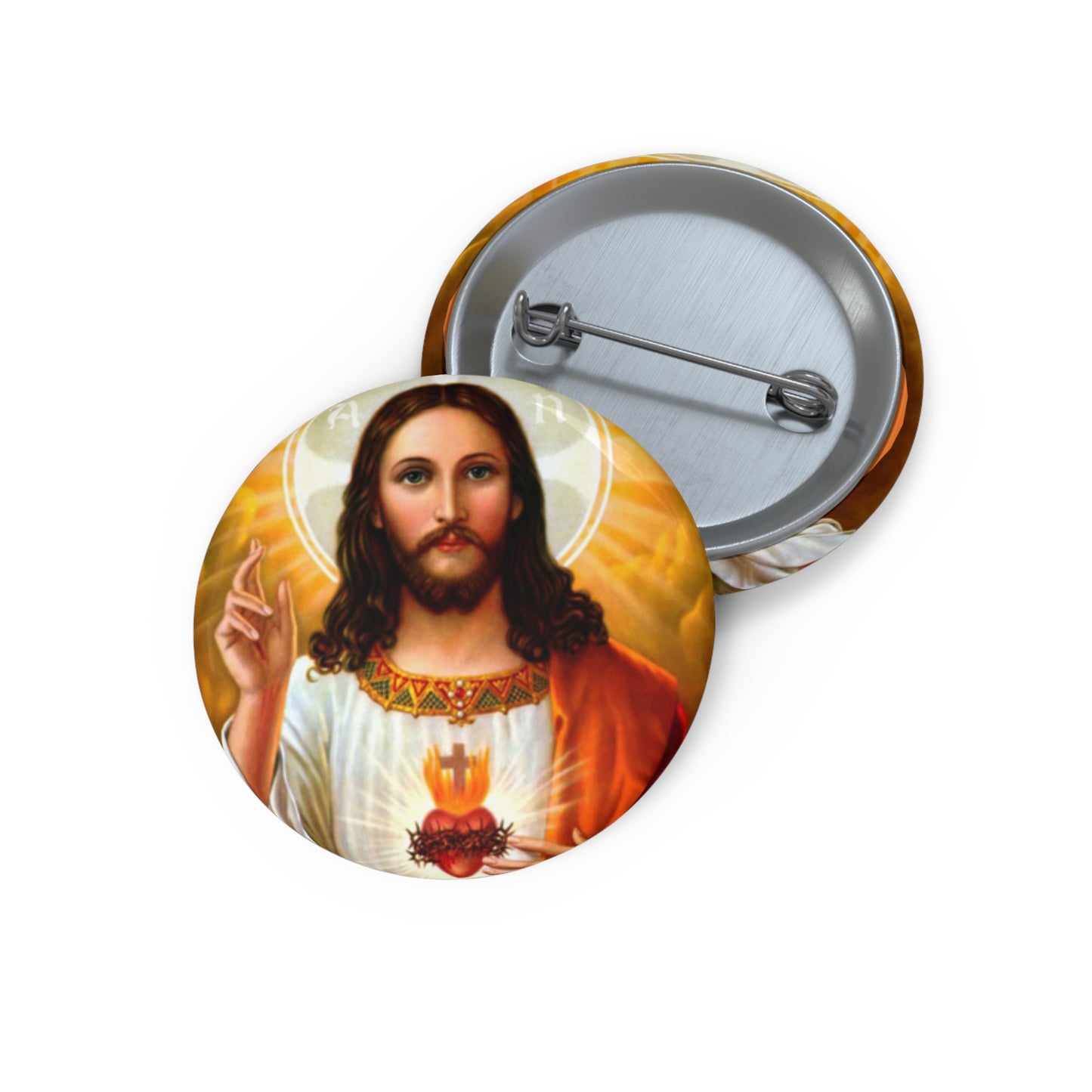 Sacred Heart Jesus Pin Buttons, Religious Enamel Badge, Spiritual Accessory, Faith Fashion Jewelry, Custom Button Pins