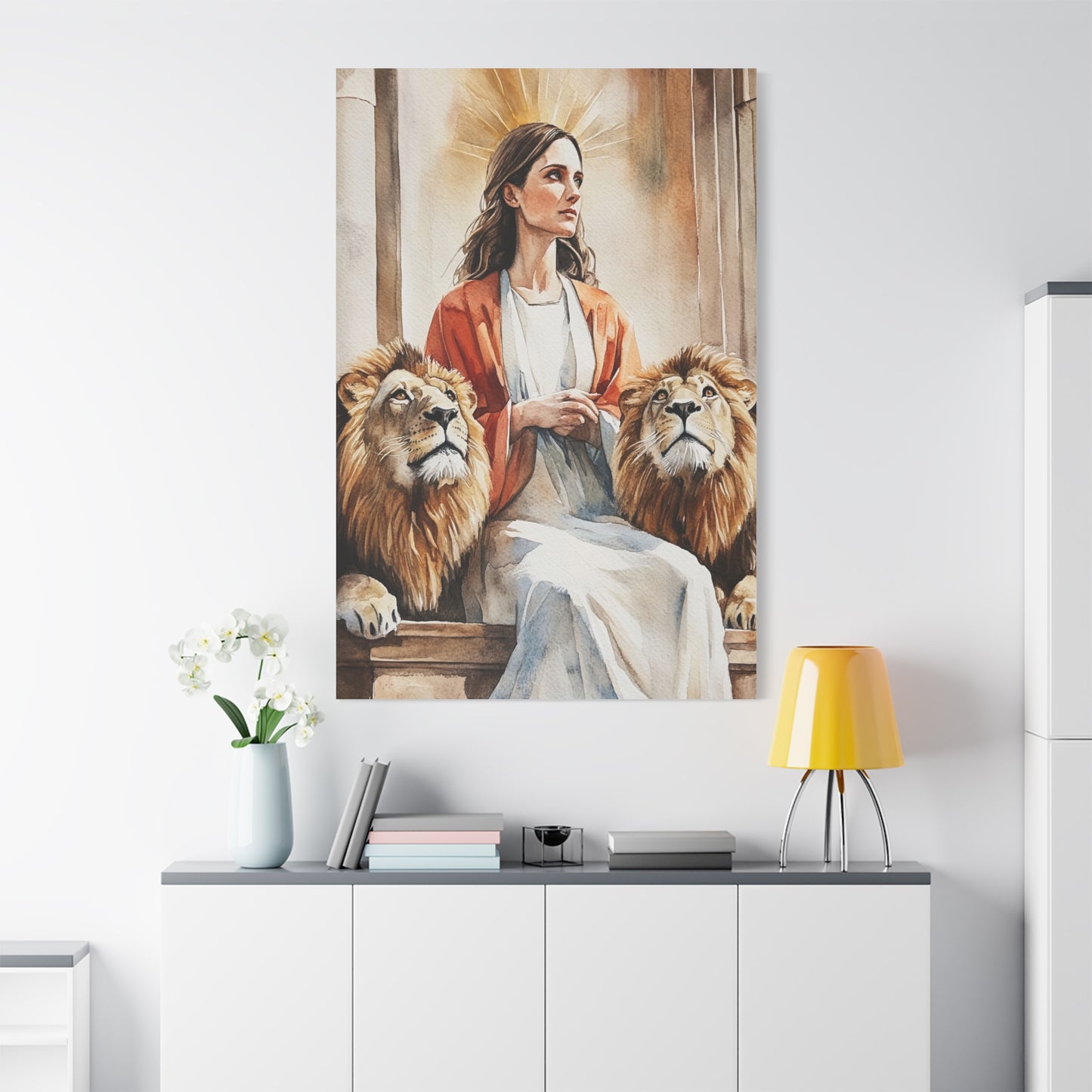 Ready To Hang - St. Prisca with Lions Catholic Canvas Wall Art, Christian Decor