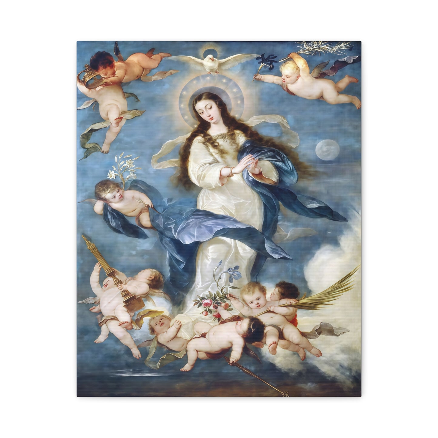 Ready To Hang - Mother Mary Immaculate Conception Catholic Canvas Wall Art, Christian Decor Our Lady