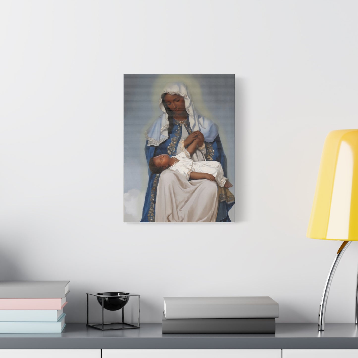 Our Lady Providence Mary Brown Skin Catholic Canvas Wall Art, Christian Decor