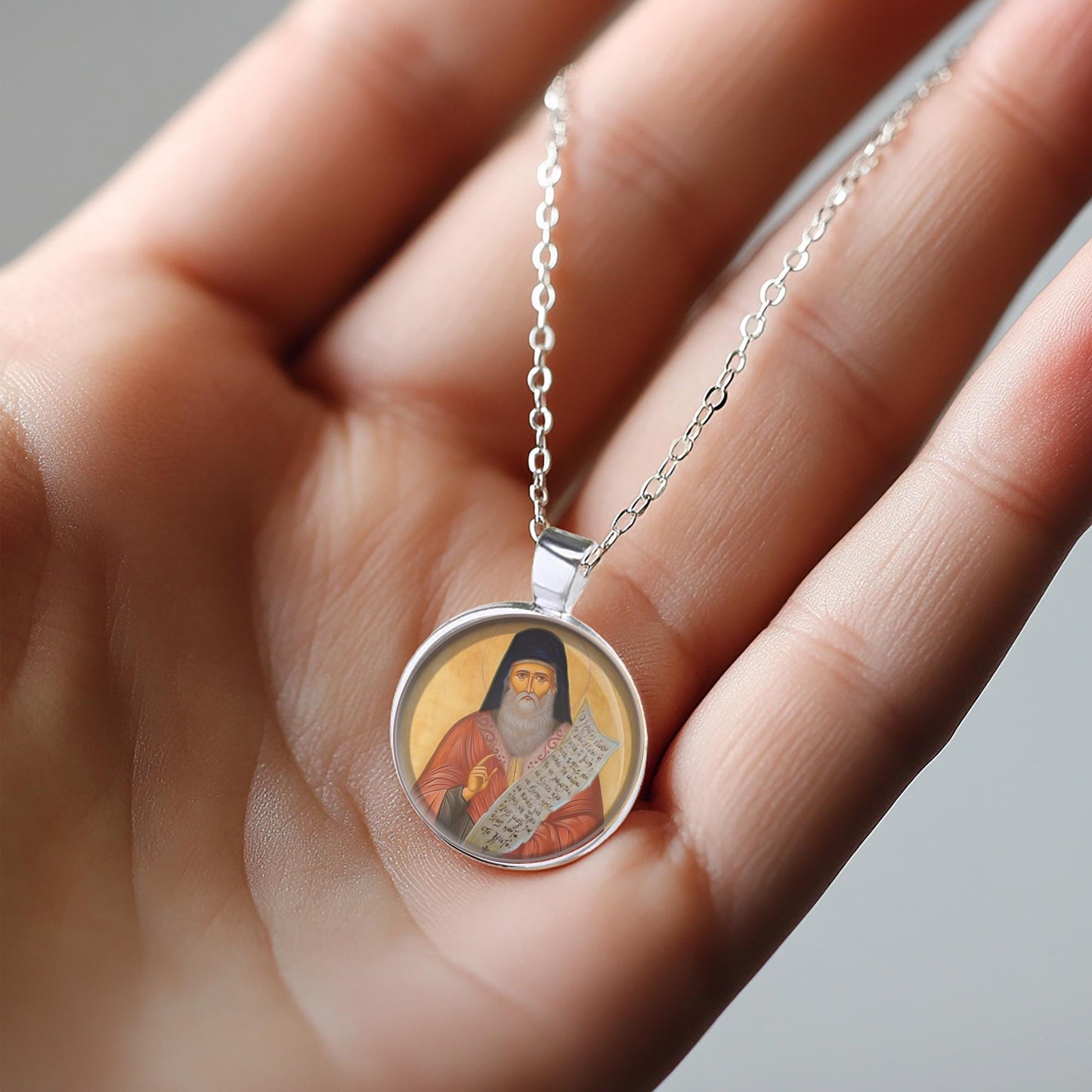 St Porphyrios Bairaktaris Christian Orthodox Medal Necklace