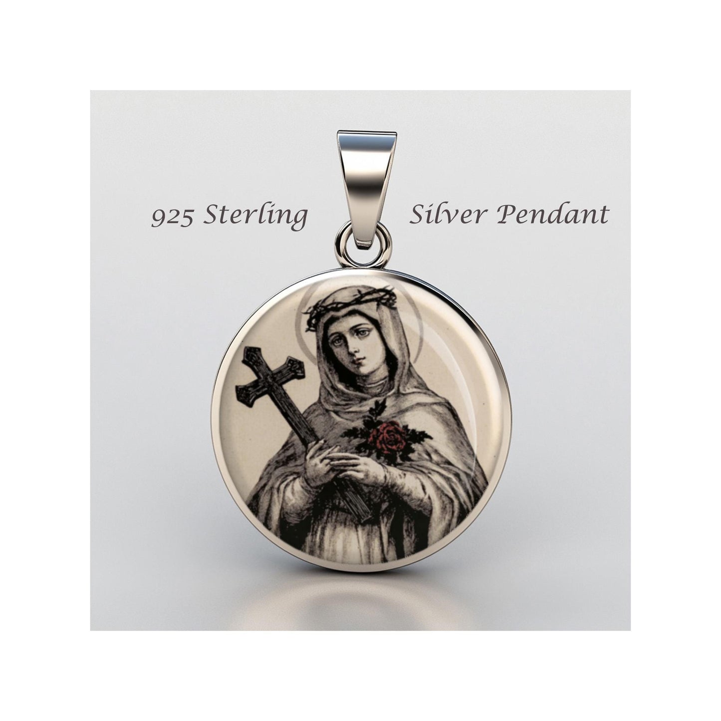 Saint Rose Lima Religious Devotional sterling silver 925 Christian Medal Patron Pendant