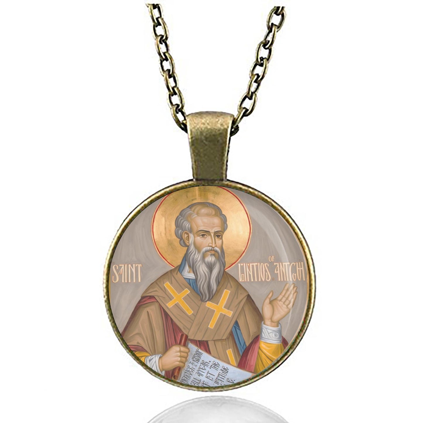 St Ignatius of Antioch Religious Necklace Christian Catholic Medal Pendant 25mm Round.