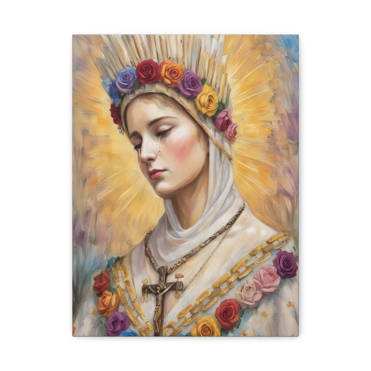 Our Lady La Salette Catholic Canvas Wall Art, Mother Mary Print Christian Decor