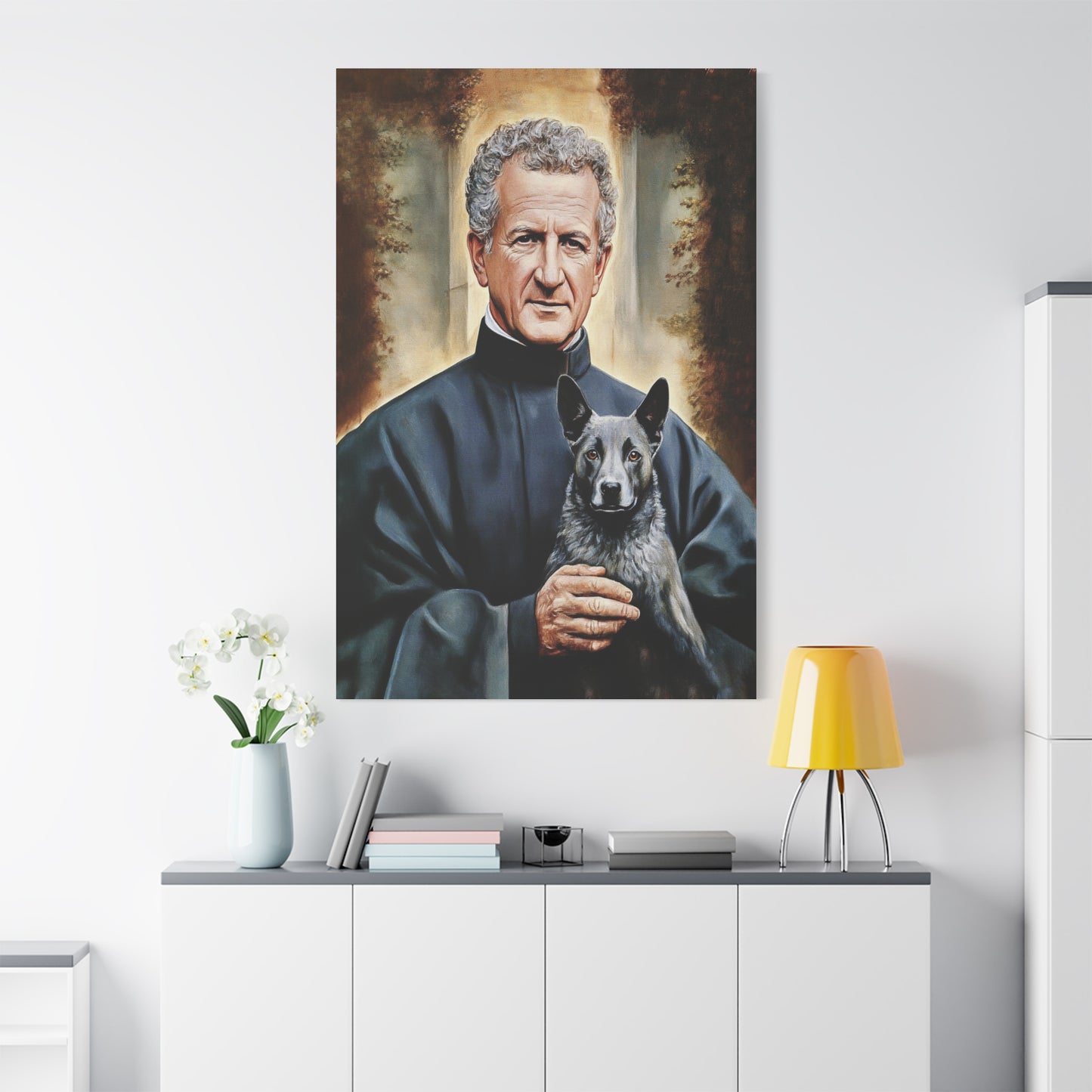 St. John Bosco and Grigio Catholic Canvas Wall Art, Christian Decor