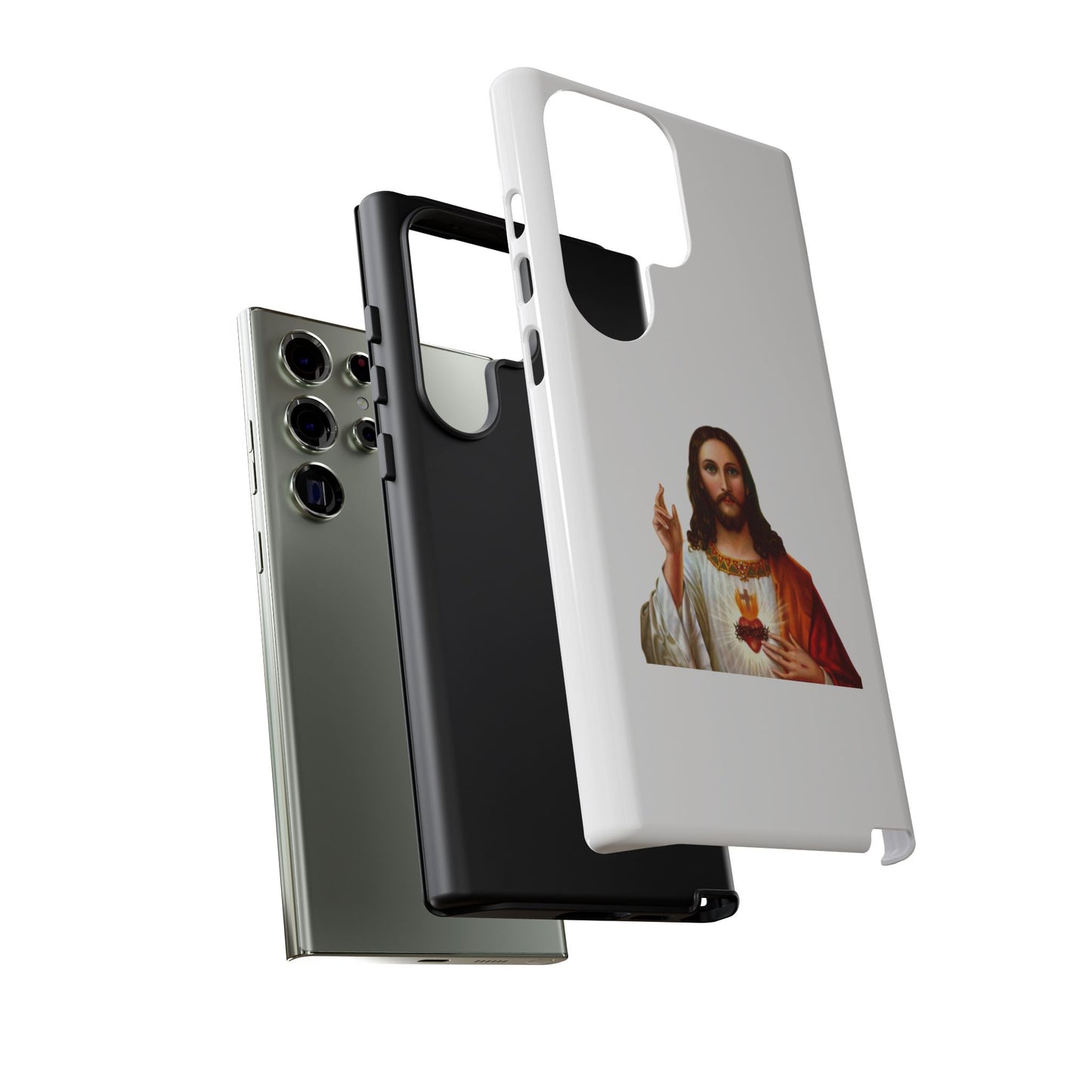 Artistic Phone Case Featuring Jesus, Tough Phone Case, Christian Gift, Religious Phone Cover, Inspirational Phone Accessory, Unique Jesus