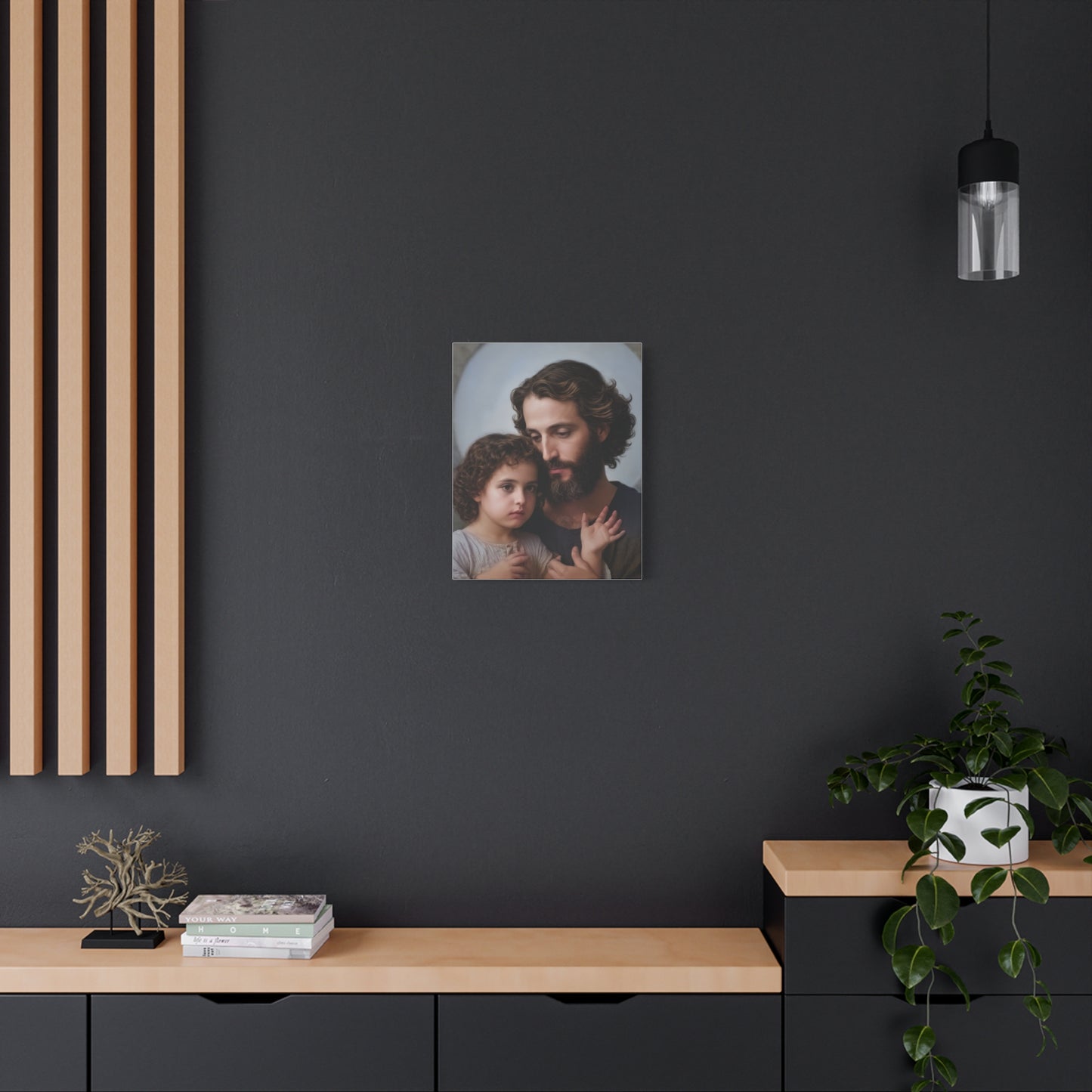 St. Joseph and Baby Jesus Catholic Canvas Wall Art, Print Christian Decor