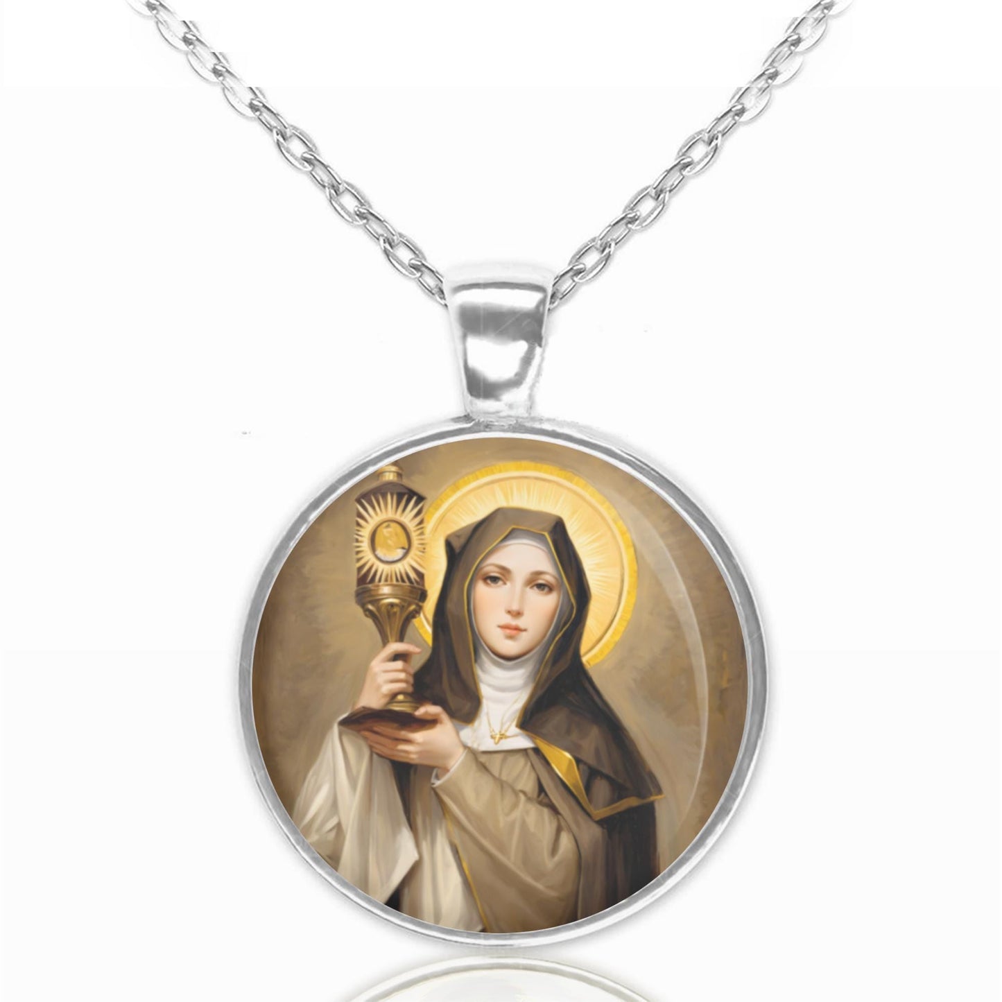St. Clare of Assisi Italian Saint Catholic Necklace