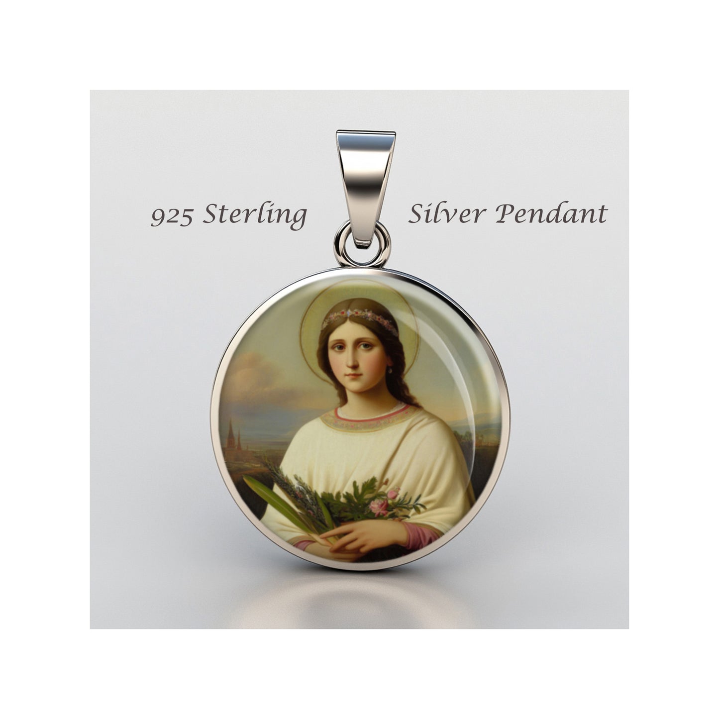 Saint Dorothy Catholic sterling silver 925 Christian Medal Patron Pendant image 0