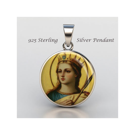 Saint Ursula Religious Christian sterling silver 925 Christian Medal Patron Pendant