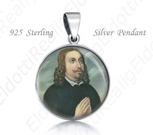 St Ralf Sherwing Religious Christian 925 Sterling Silver Medal Round Pendant 20mm Jewelry for Necklace