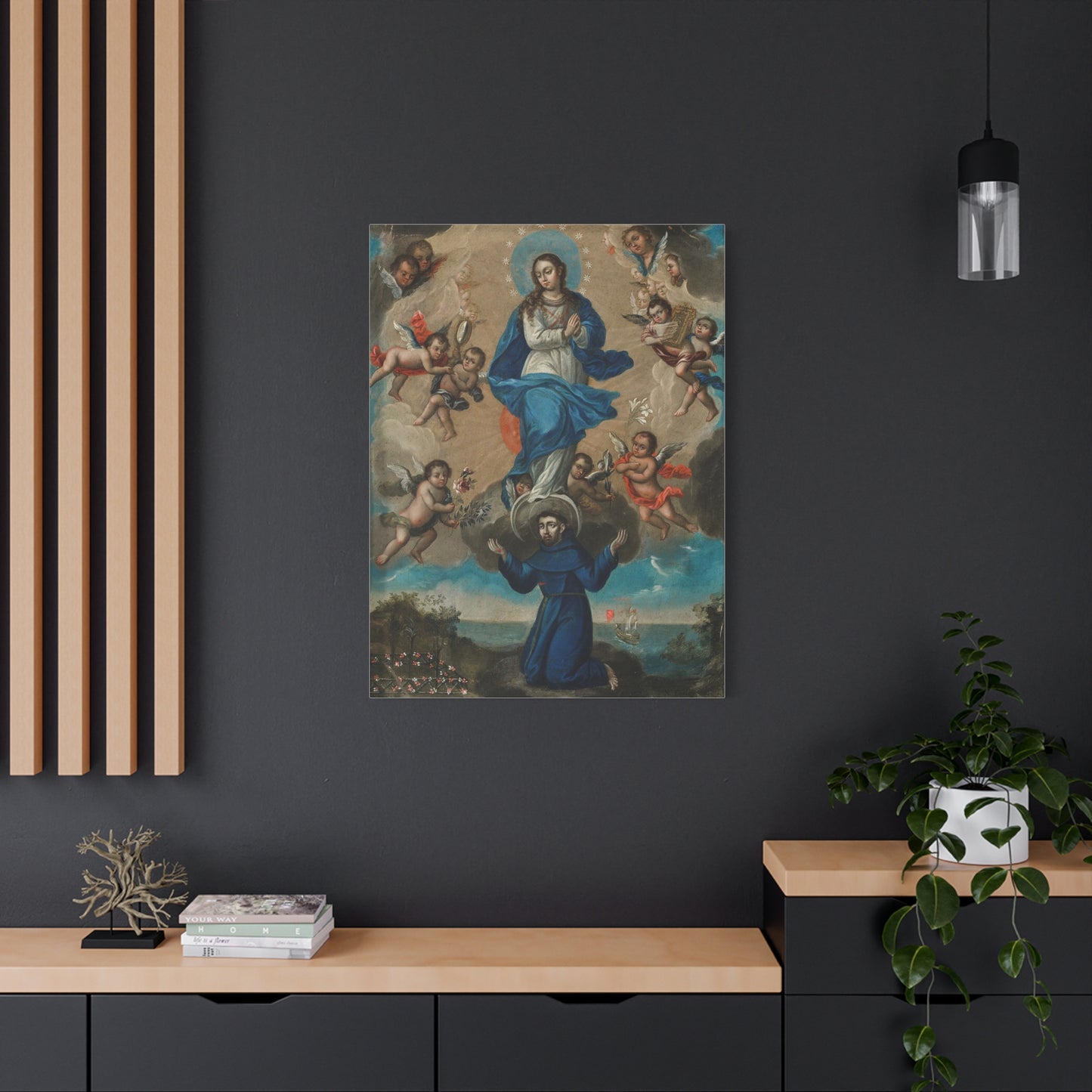 Immaculate Conception with Saint Francis and Angels Catholic HQ Print on Canvas Ready To Hang - Virgin Mary Canvas