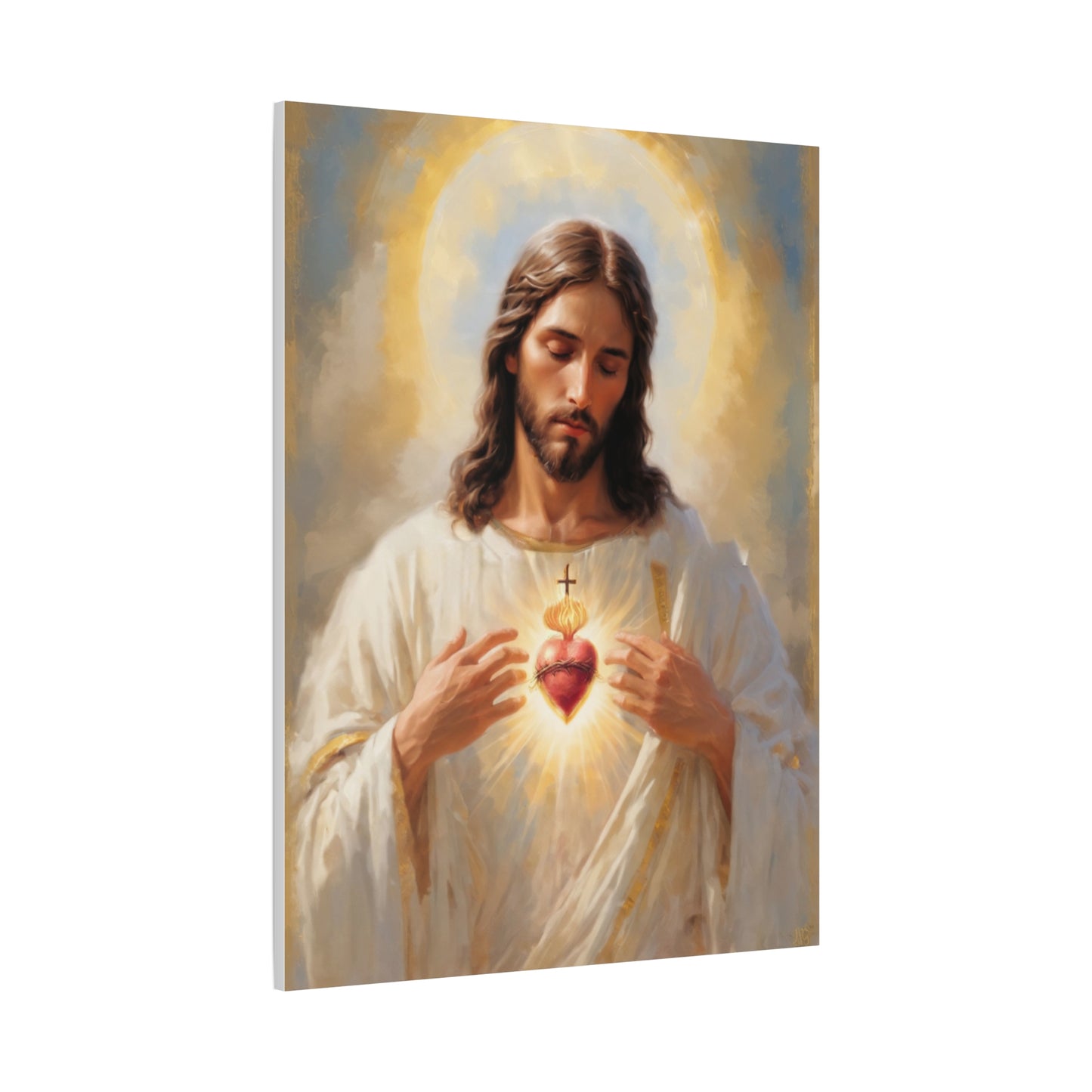 Jesus Christ Sacred Heart Catholic Canvas Wall Art, Christian Decor