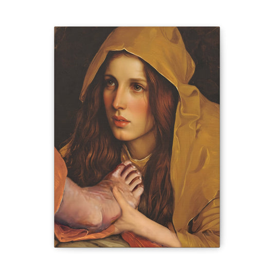St. Mary Magdalene Anointing Jesus Feet Catholic Canvas Wall Art, Christian Decor