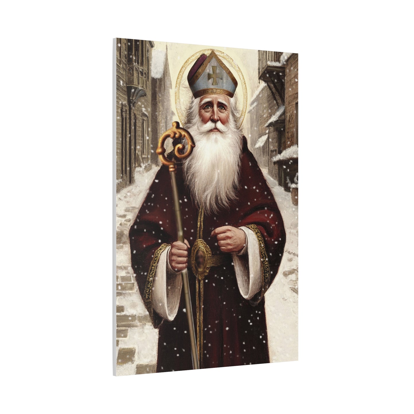 St. Nicholas of Bari Religious Canvas Wall Art, Christian Decor
