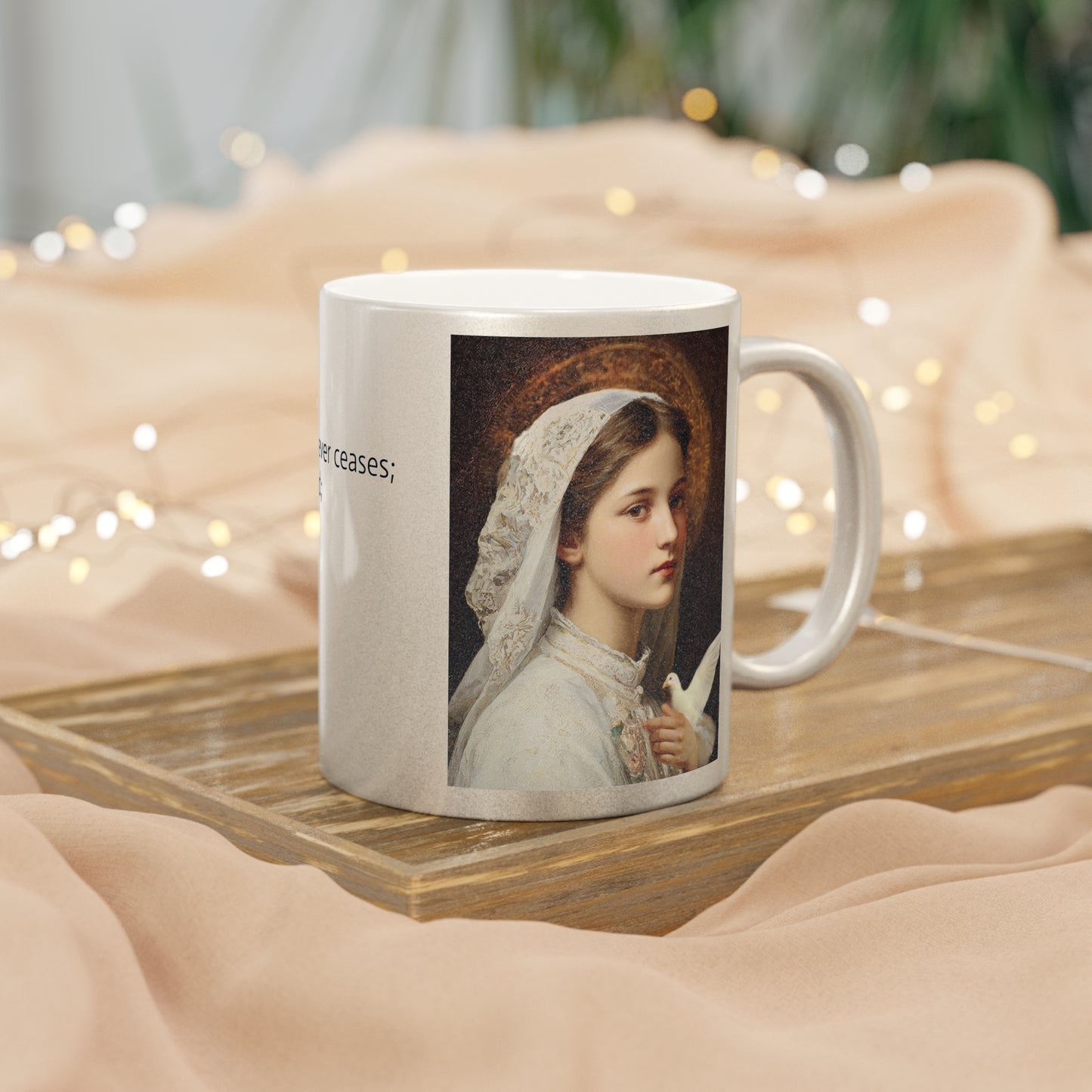 St Maria Goretti with White Veil Mug for Faithful Mornings, Scripture 11oz Mug, Gift for Friends, Religious Decor, Christian Coffee Mug
