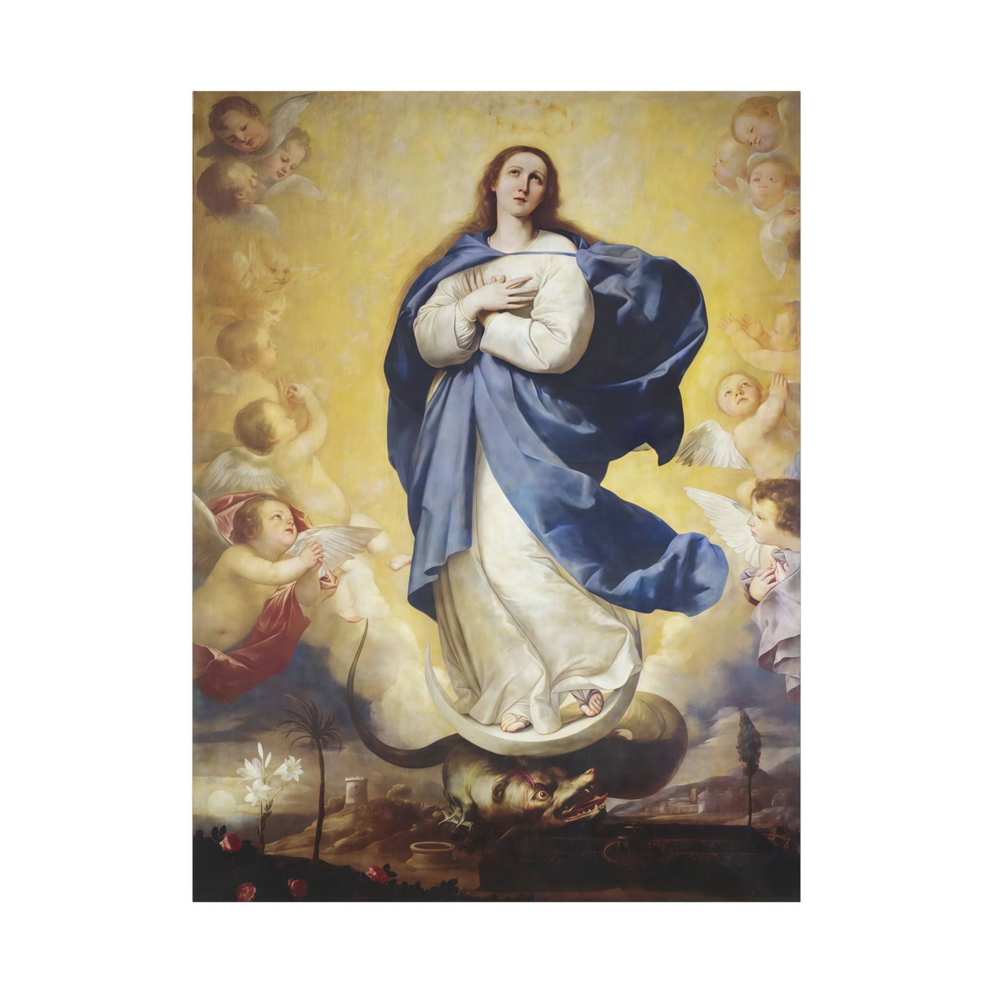 Ready to Hang - Immaculate Conception Virgin Mary Catholic Canvas Wall Art, Christian Decor