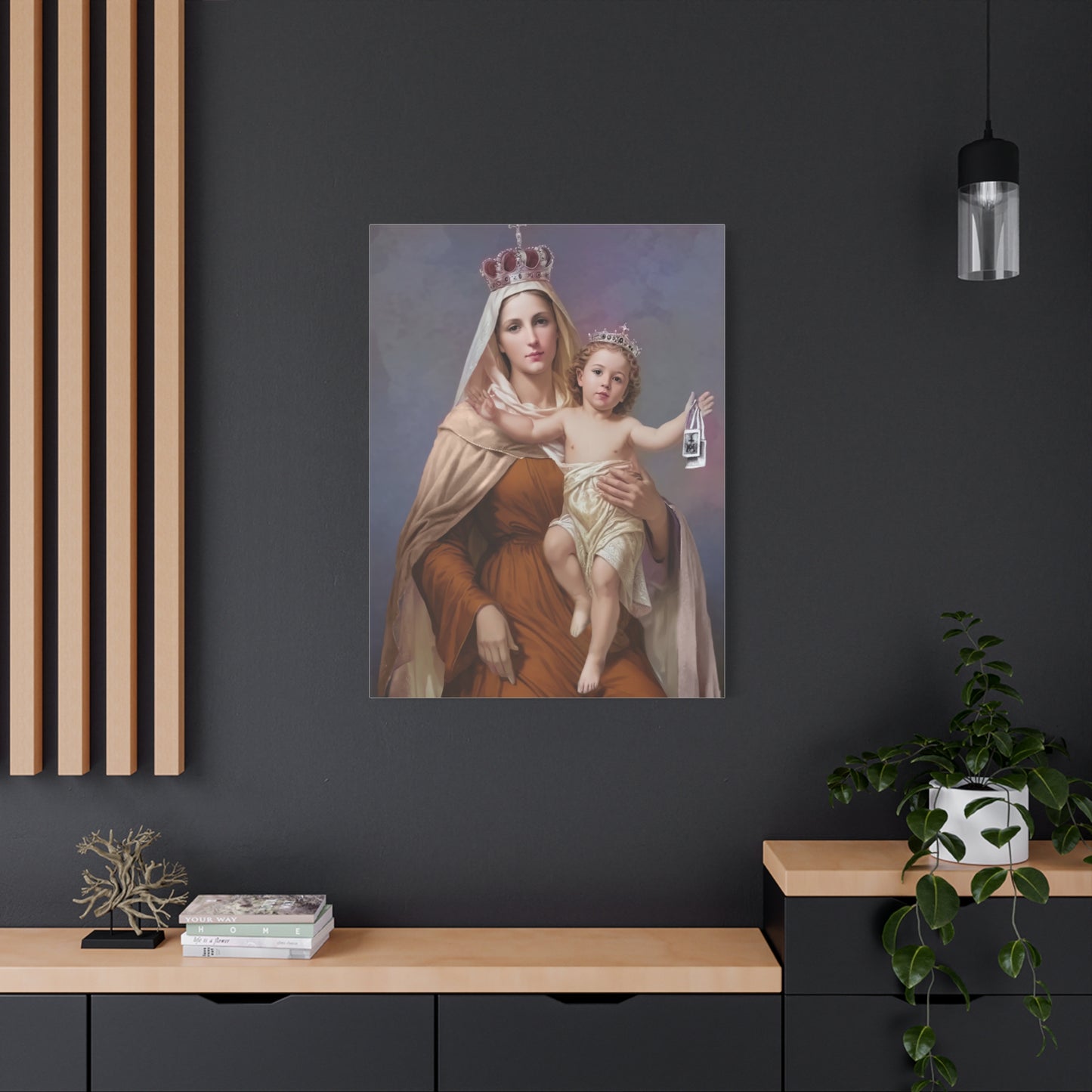 Our Lady of Mount Carmel Catholic Canvas Wall Art, Christian Decor