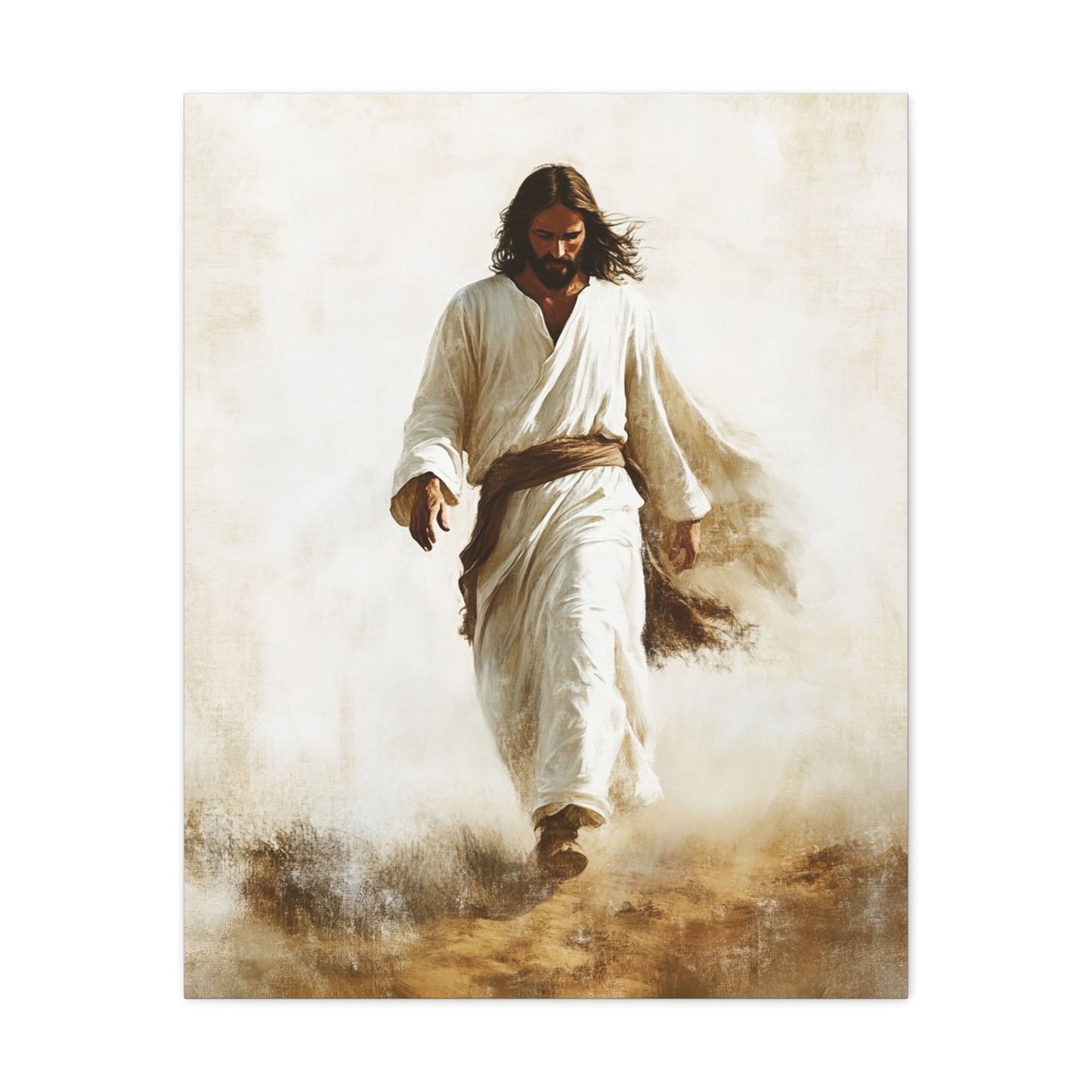 Jesus Christ Walking Through The Desert Catholic Canvas Wall Art, Christian Decor