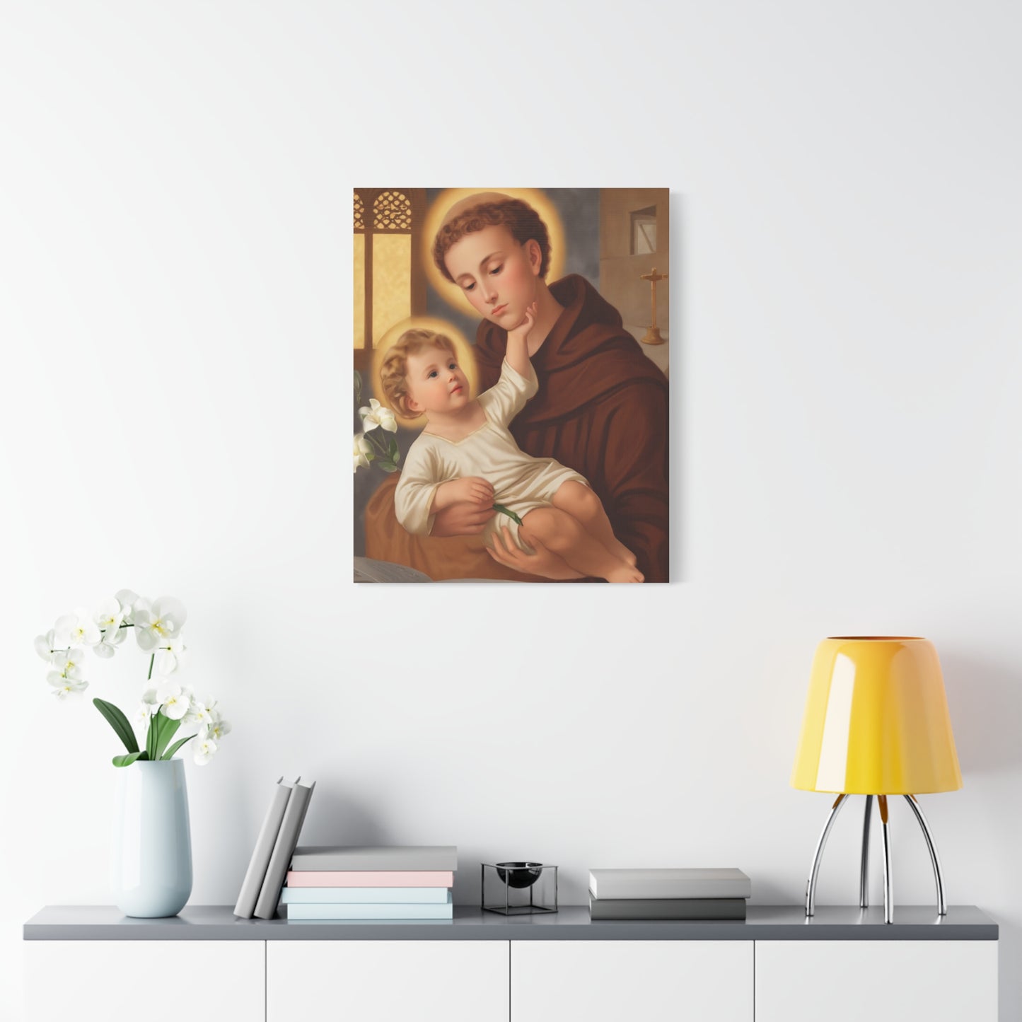 St. Anthony and Jesus Catholic Canvas Print, Catholic Decor Wall, Gift Religious Christian