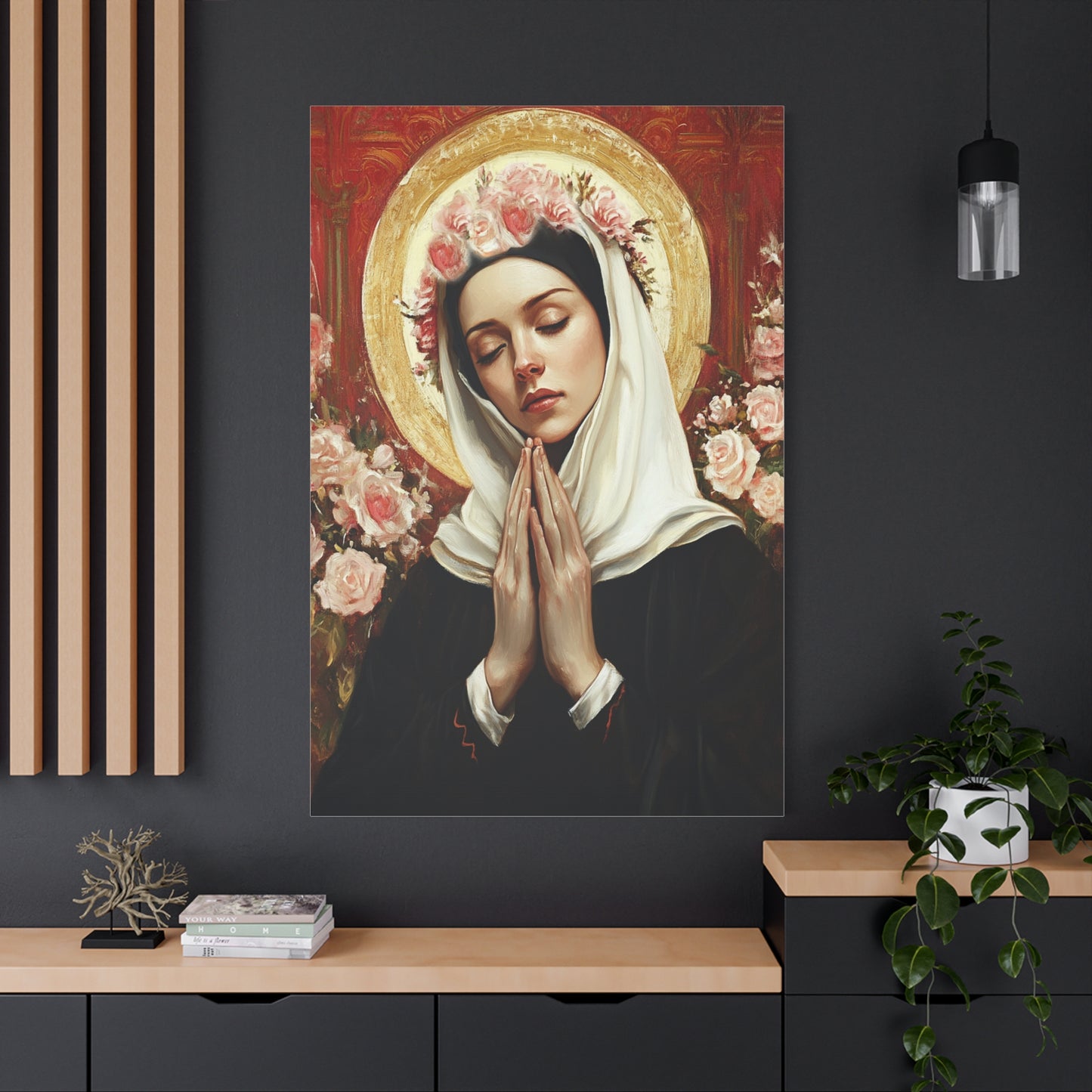 Ready To Hang - St. Rose of Lima Roses Catholic Canvas Wall Art, Christian Decor