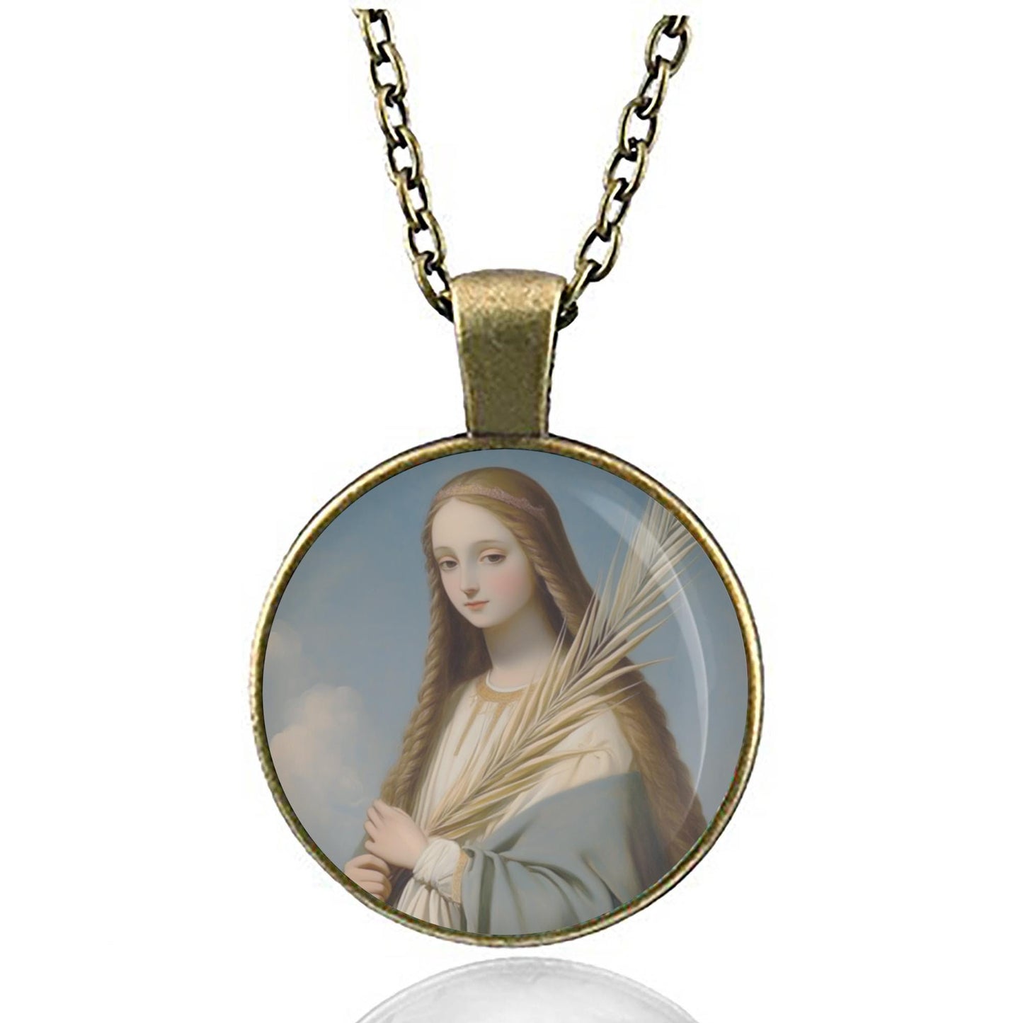 St. Agnes Necklace Medal Pendant Bronze / Silver