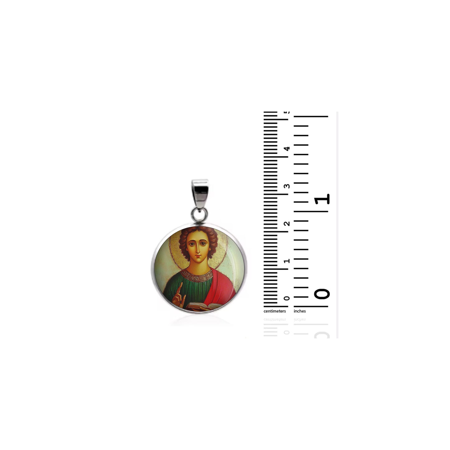 Saint Pantaleon Catholic sterling silver 925 Christian Medal Patron Pendant image 1