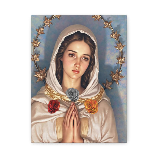 Our Lady Mary Rosa Mystica Catholic Canvas Wall Art, Christian Decor