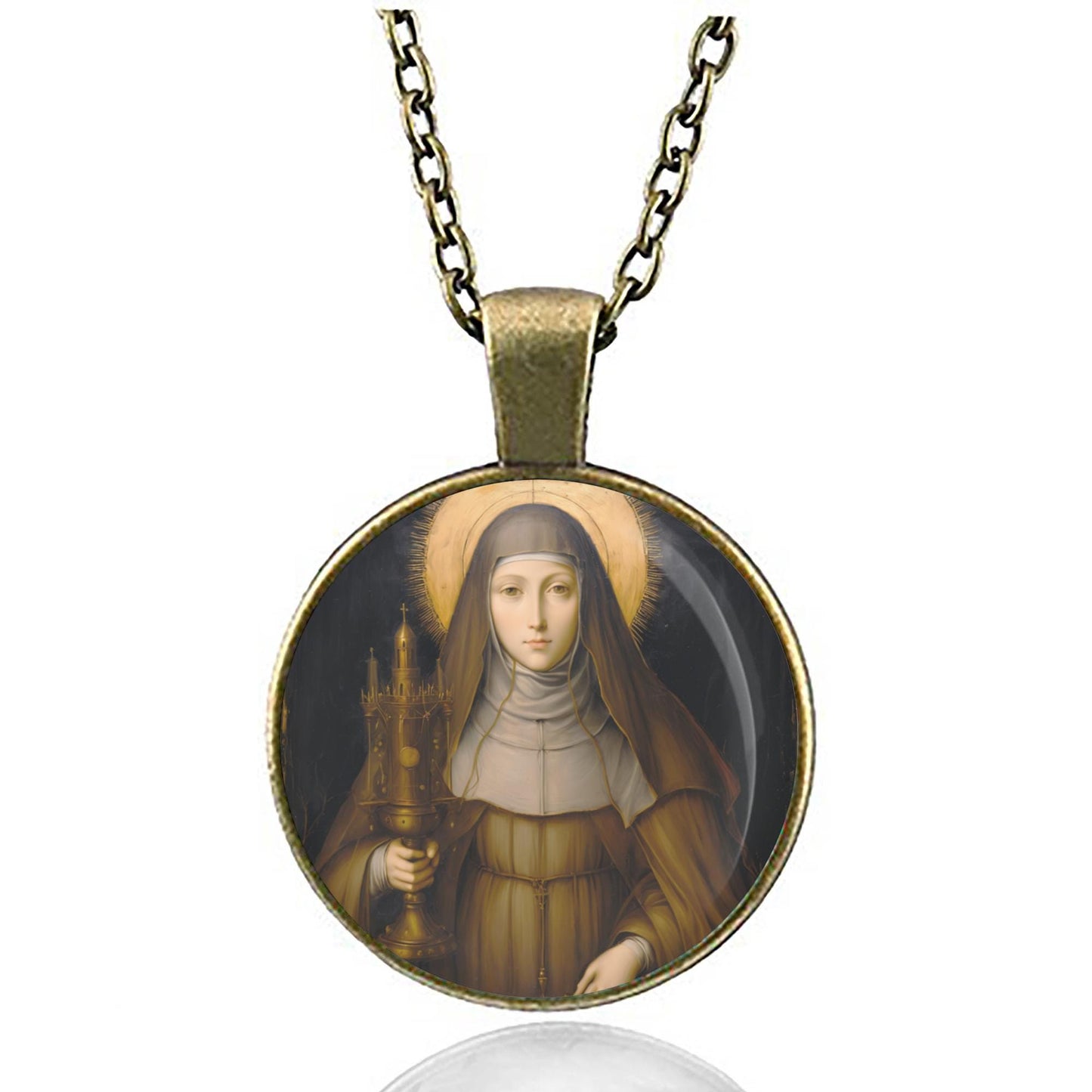 St. Clare of Assisi Italian Saint Necklace Pendant Necklace
