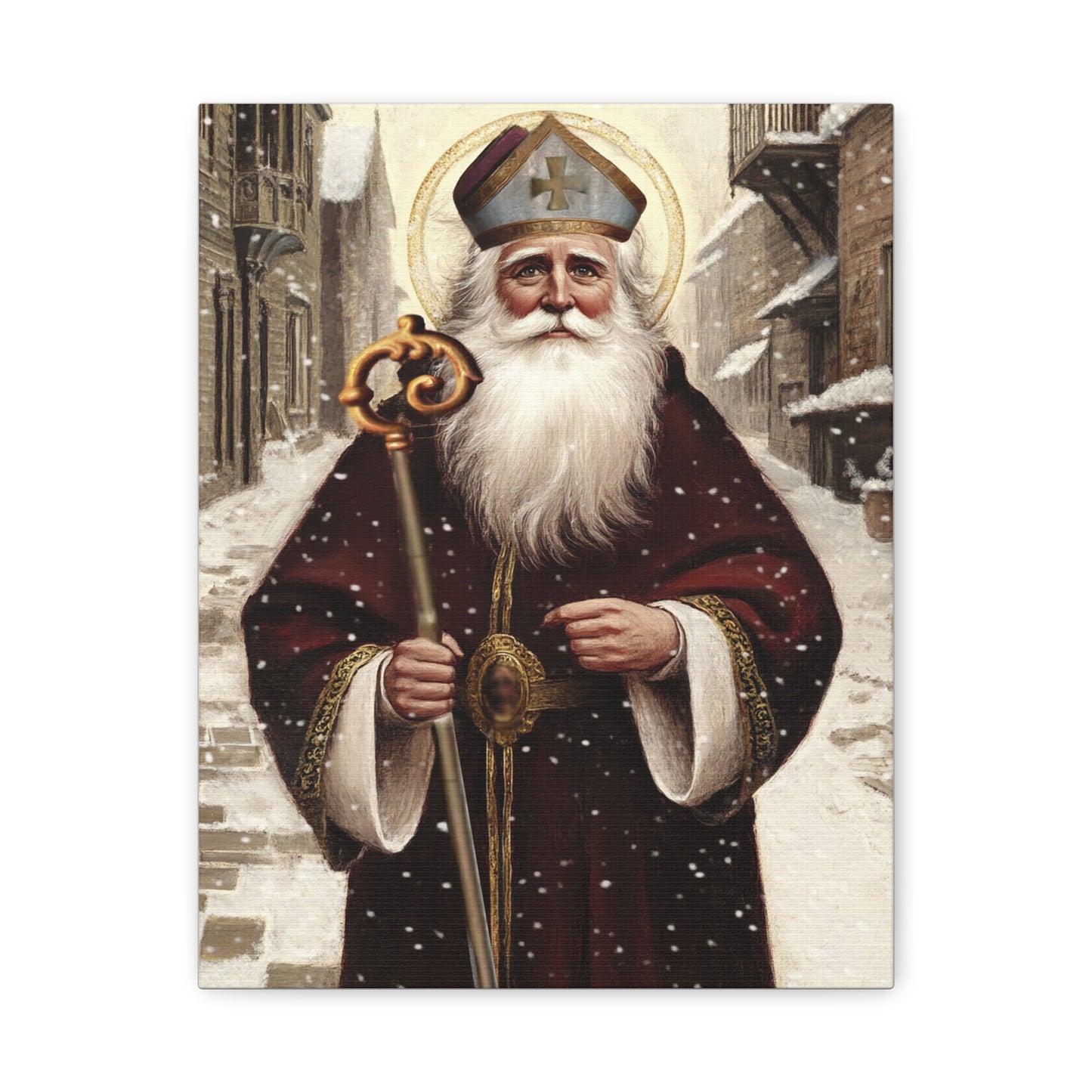 St. Nicholas of Bari Religious Canvas Wall Art, Christian Decor
