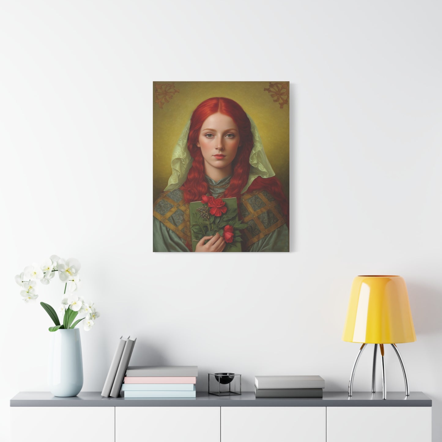 St. Dymphna Catholic Canvas Wall Art, Christian Decor