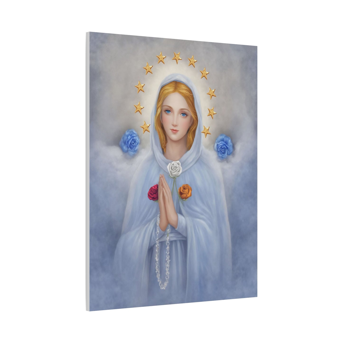 Rosa Mystica Mary Catholic Canvas Wall Art, Christian Decor