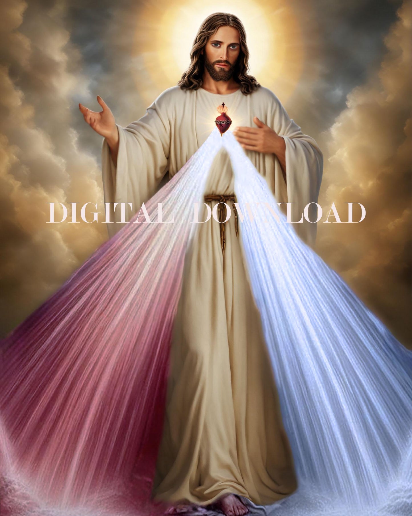 Divine Mercy Jesus Religious Catholic Print Art Digital Image image 0