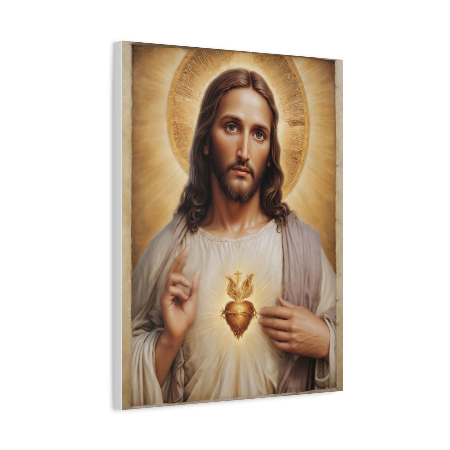 Jesus Christ Sacred Heart Catholic Canvas Wall Art, Christian Decor