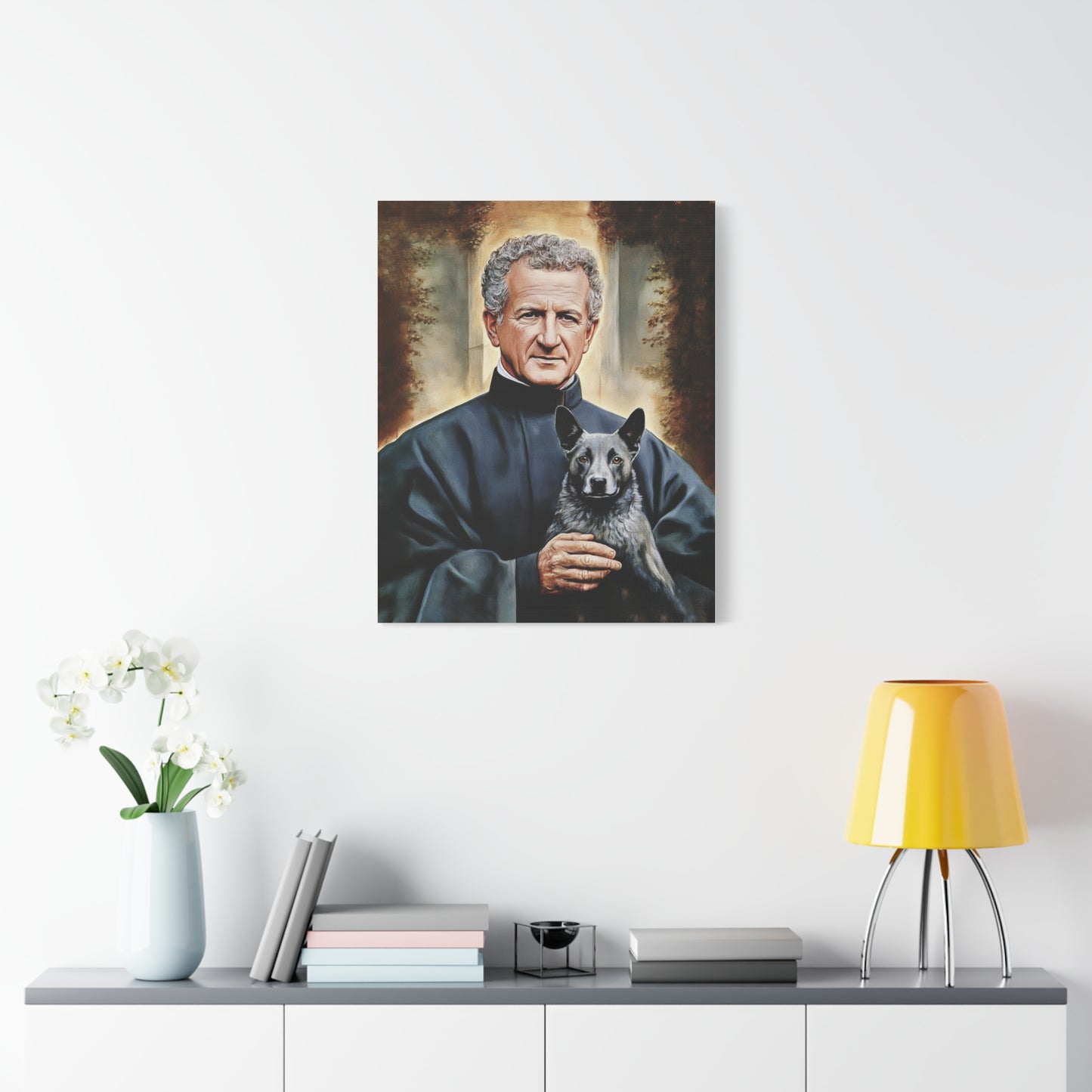 St. John Bosco and Grigio Catholic Canvas Wall Art, Christian Decor