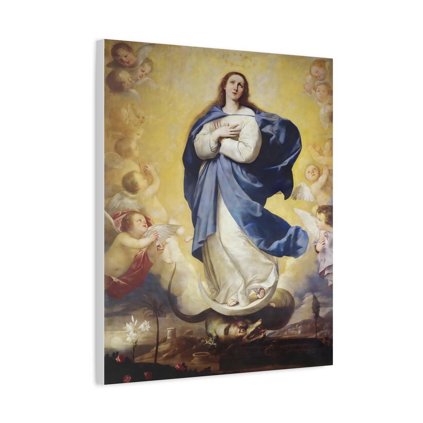 Ready to Hang - Immaculate Conception Virgin Mary Catholic Canvas Wall Art, Christian Decor