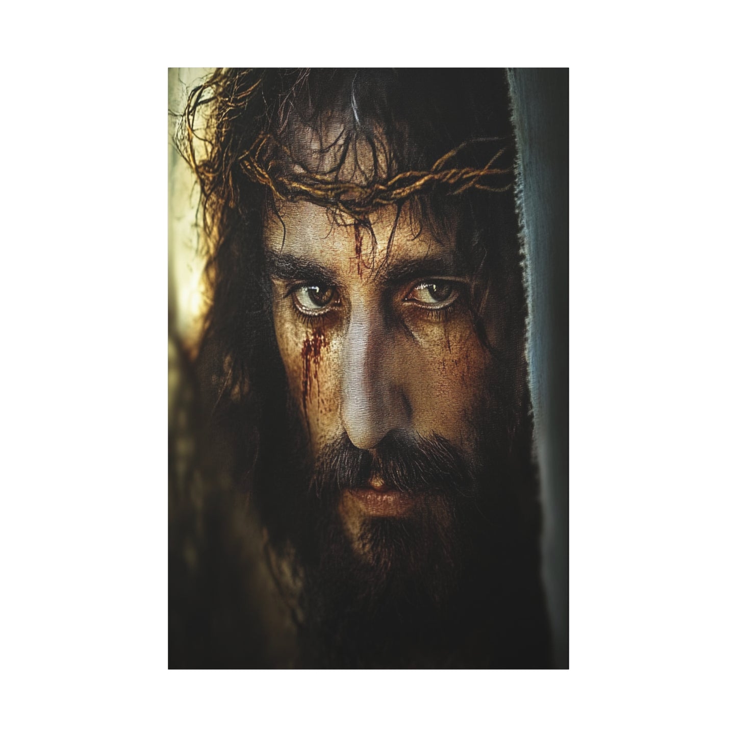Jesus Christ Our Lord with Crown of Thorns Catholic Canvas Wall Art, Christian Decor