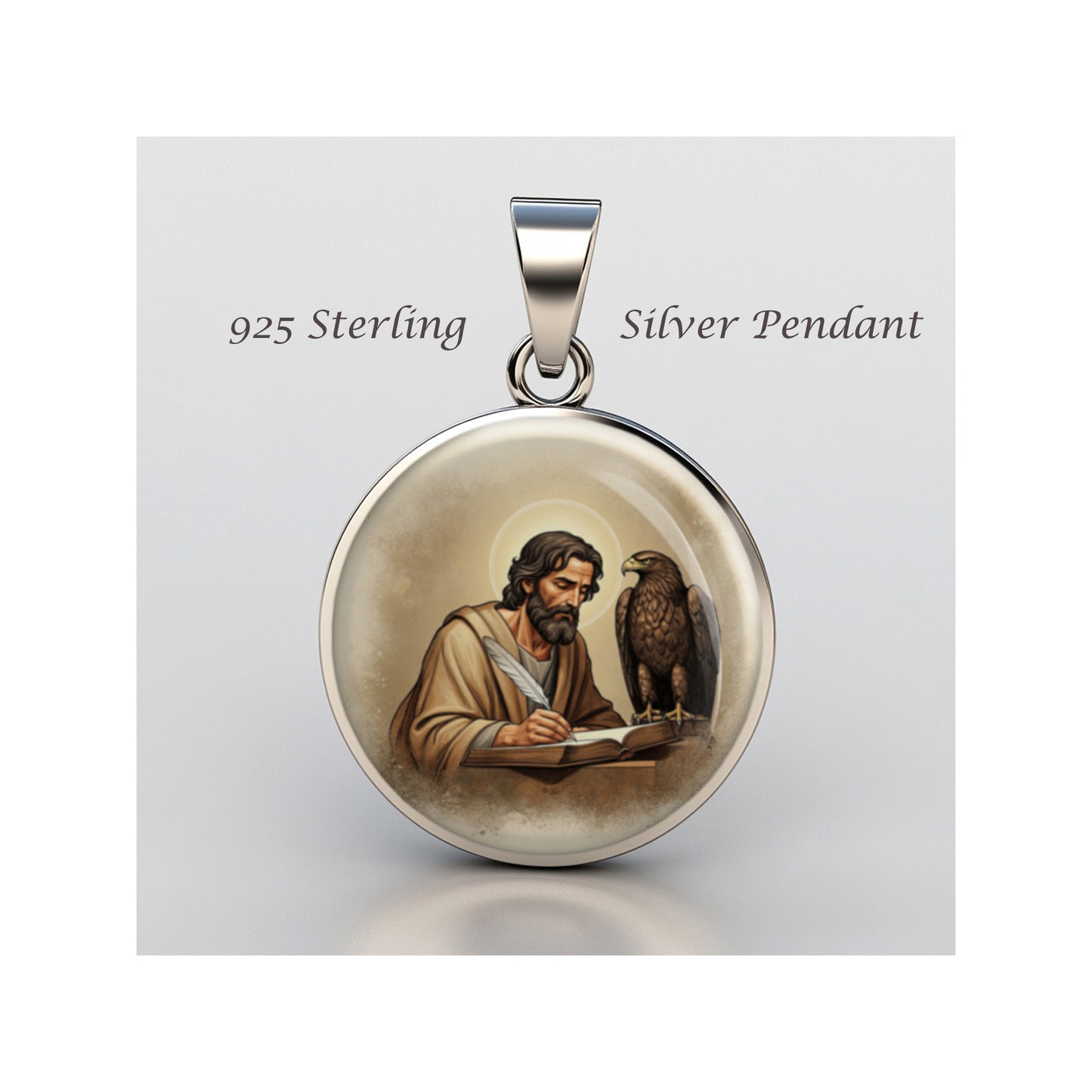Saint John The Apostle Catholic sterling silver 925 Christian Medal Patron image 0