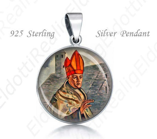 St Lawrence O Toole Religious Christian 925 Silver Saint Lorcan Ua Tuathail Medal Round Pendant 20mm Jewelry for Necklace