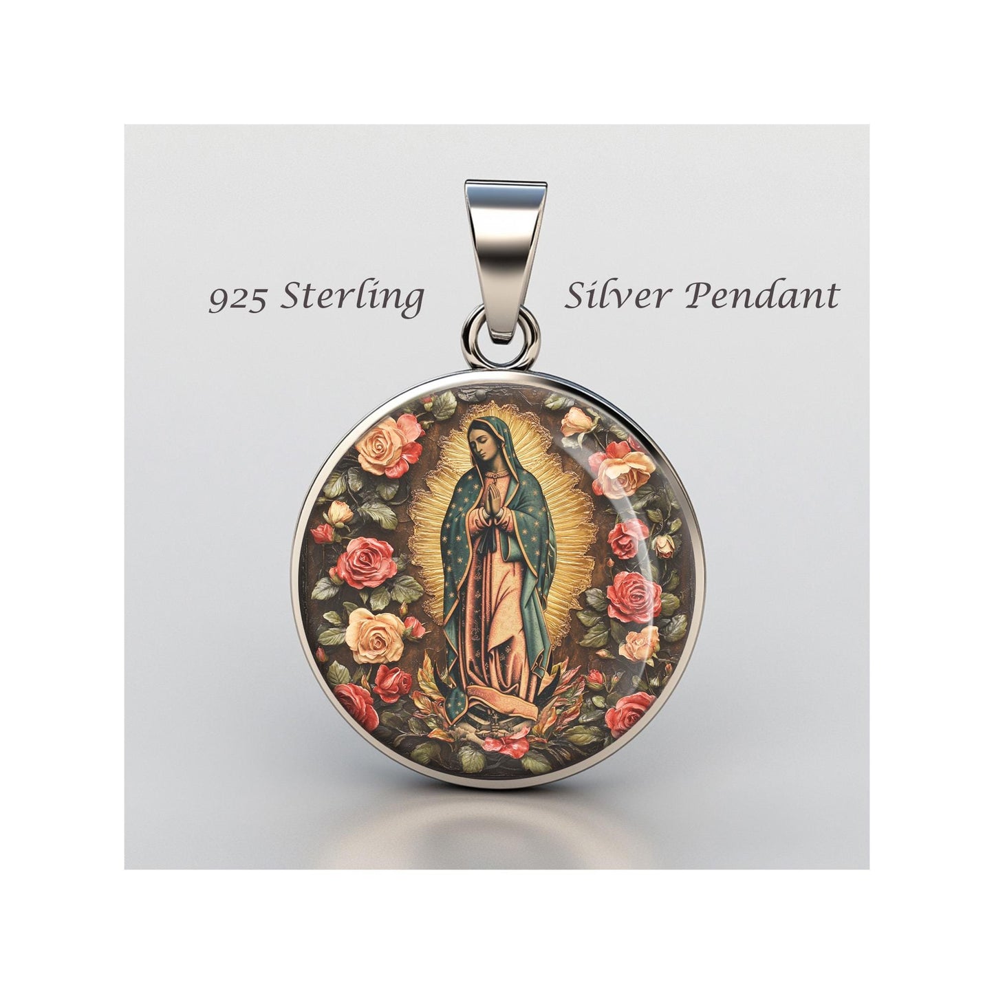 Our Lady of Guadalupe Catholic Virgin Mary Religious Devotional sterling silver 925 Christian Medal