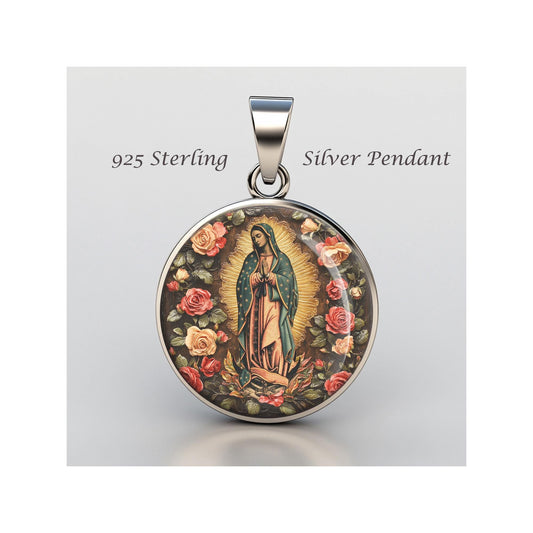 Our Lady of Guadalupe Catholic Virgin Mary Religious Devotional sterling silver 925 Christian Medal
