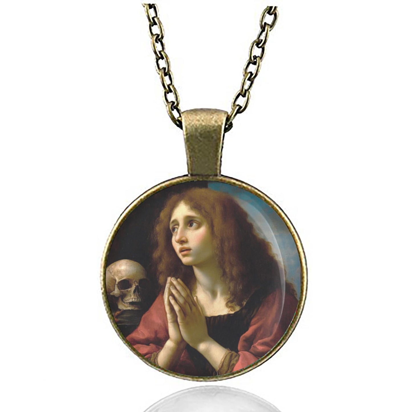Saint Mary Magdalene in Praying Sorrows Necklace Pendant Medal Religious