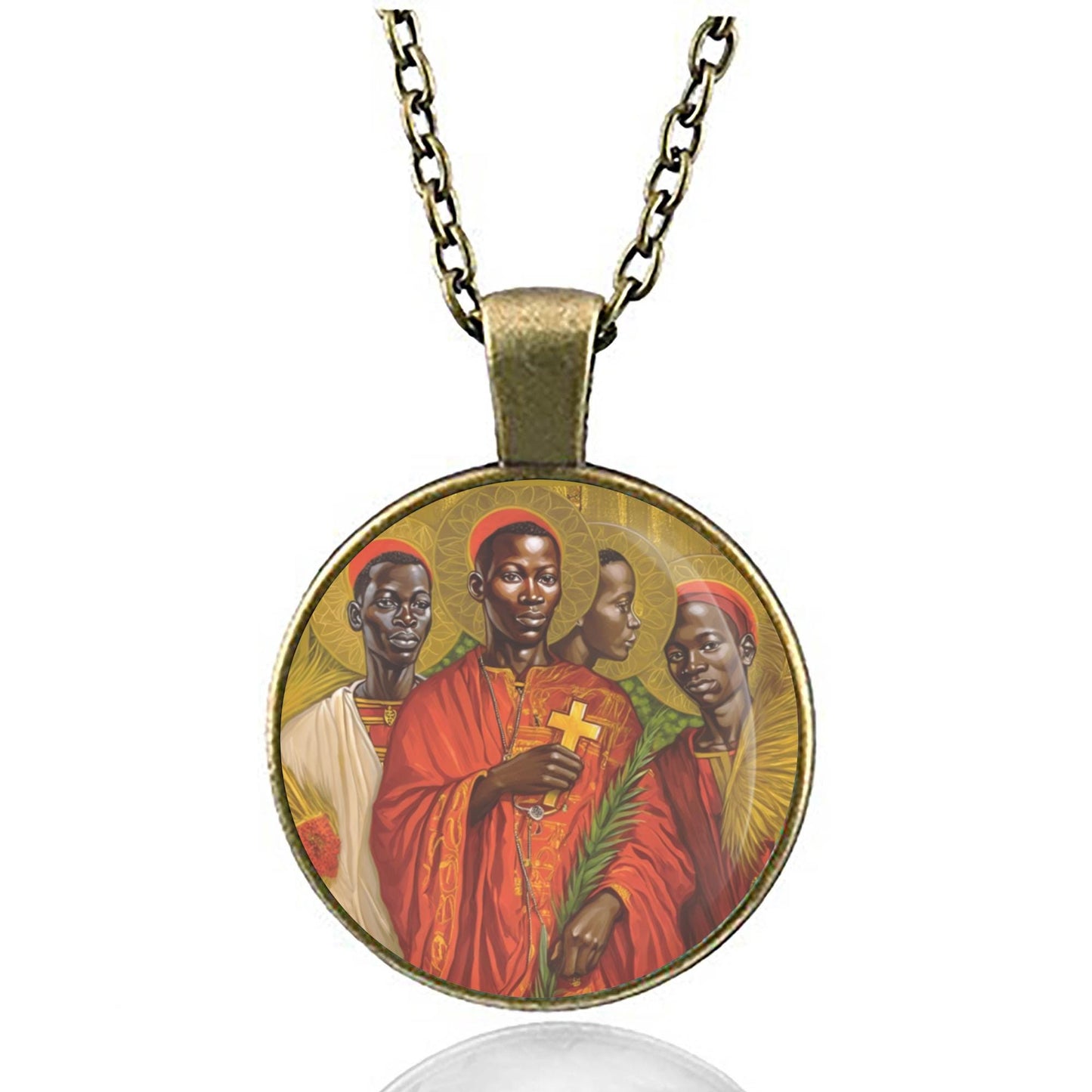 St. Charles Lwanga and Companions Catholic Necklace. Christian Religious Pendant