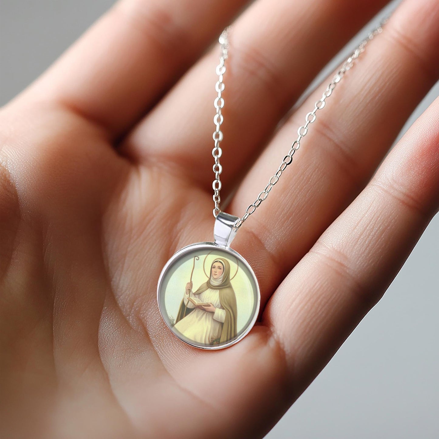 St Monica Patron Catholic Necklace. Religious Saint Medal Pendant