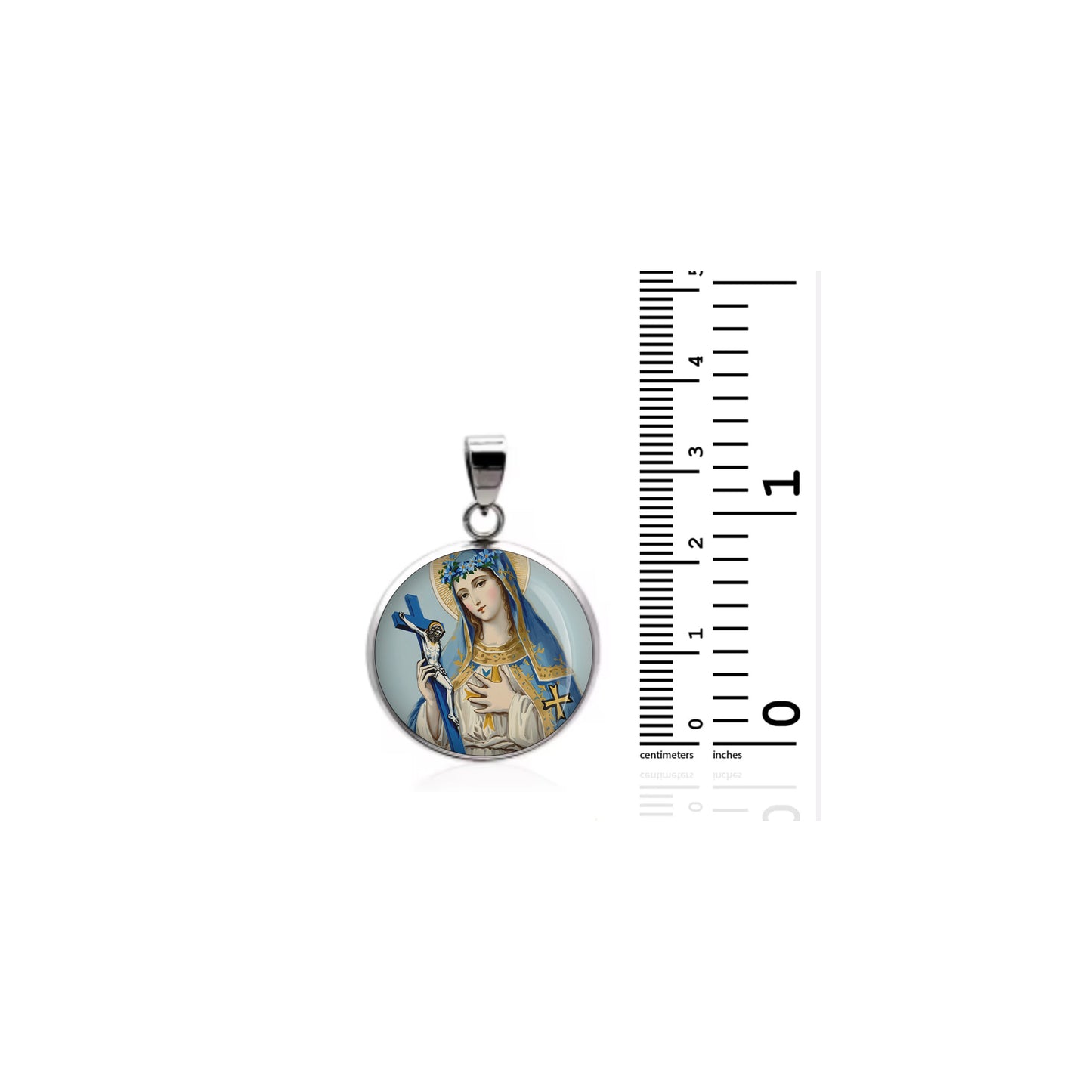 Saint Flora Catholic sterling silver 925 Christian Medal Patron Pendant image 1