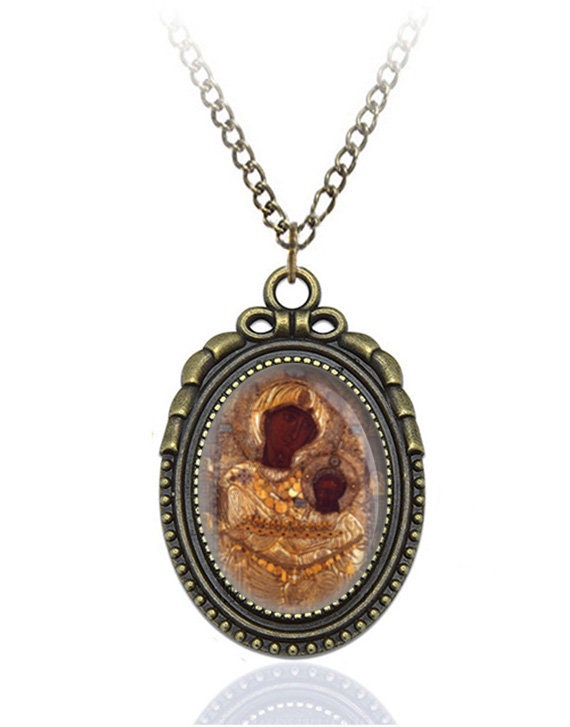 The Panagia Portaitissa Iviron Theotokos Eastern Orthodox icon Necklace Virgin Mary