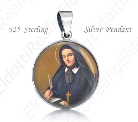 St Mary Di Rosa Religious Christian 925 Sterling Silver Medal Round Pendant 20mm Jewelry for Necklace